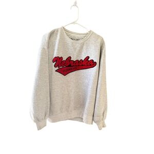 Gear For Sports Vintage Nebraska Huskers Sweatshirt Mens Large Gray Big‎ Cotton